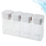 4 علب توابل بلاستيكية شفافة