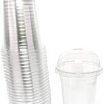 كوب بلاستيك شفاف بغطاء للمشروبات 25 حبه