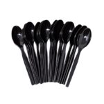 100 حبه من الملاعق البلاستيكية السوداء