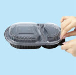 وعاء طعام بلاستيكي بيضاوي اسود 10 حبات