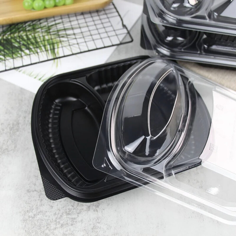 حاوية طعام بلاستيكية سوداء مقسمة 10 حبات