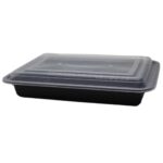 وعاء طعام بلاستيكي أسود كبير 10 حبات