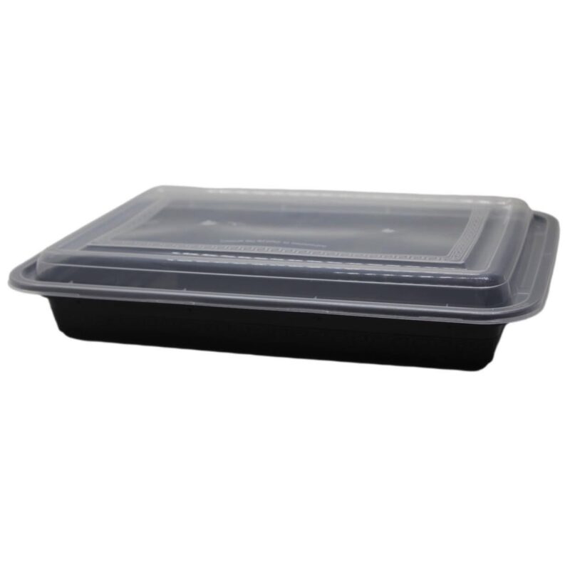 وعاء طعام بلاستيكي أسود كبير 10 حبات