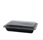 وعاء طعام بلاستيك مستطيلة  اسود 10 حبات