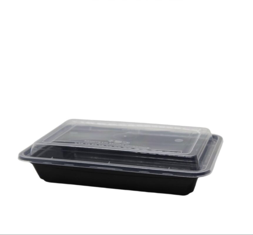 وعاء طعام بلاستيك مستطيلة  اسود 10 حبات - Image 2
