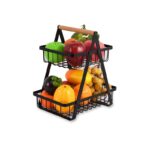 سلة فواكه معدنية من طابقين