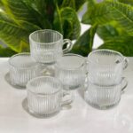 طقم أكواب القهوة الزجاجية الشفافة. 6حبة
