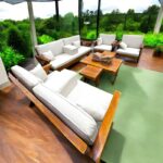 طقم جلسة خشبي بشكل عصري