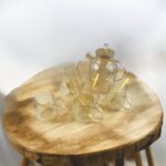 طقم 7 قطع مكون من إبريق زجاجي بغطاء الخيزران