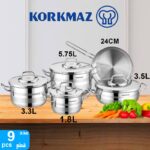 طقم أواني طهي أسترا من الفولاذ المقاوم للصدأ