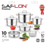 طقم أواني طهي فاخر من الفولاذ 10 قطع